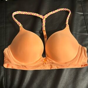 Orange, braided back Victoria Secret Push Up Bra! Size:34B Condition: Like new!